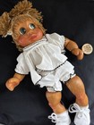 Vintage Wooden 16” Doll Naber Baby Blonde Green Eyes White Dress Yarn Cute — photo 2