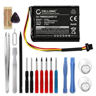 CELLONIC 1x Battery for GPS/Navigation 950mAh+ Tool-kit, Black 
