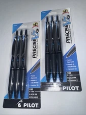 Lot of 6 - Pilot Precise V7 RT Retractable Rollerball Pens 0.7mm Fine Black Ink