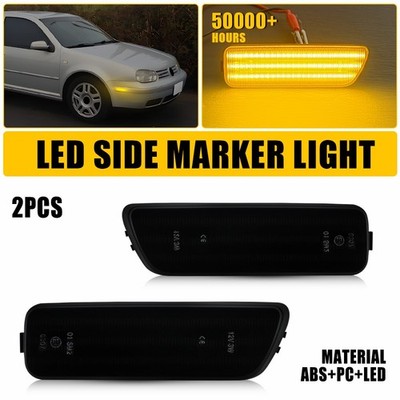 1JM945071 2X Smoked Amber LED Front Fender Marker Lights For 99-05 VW Jetta EXV