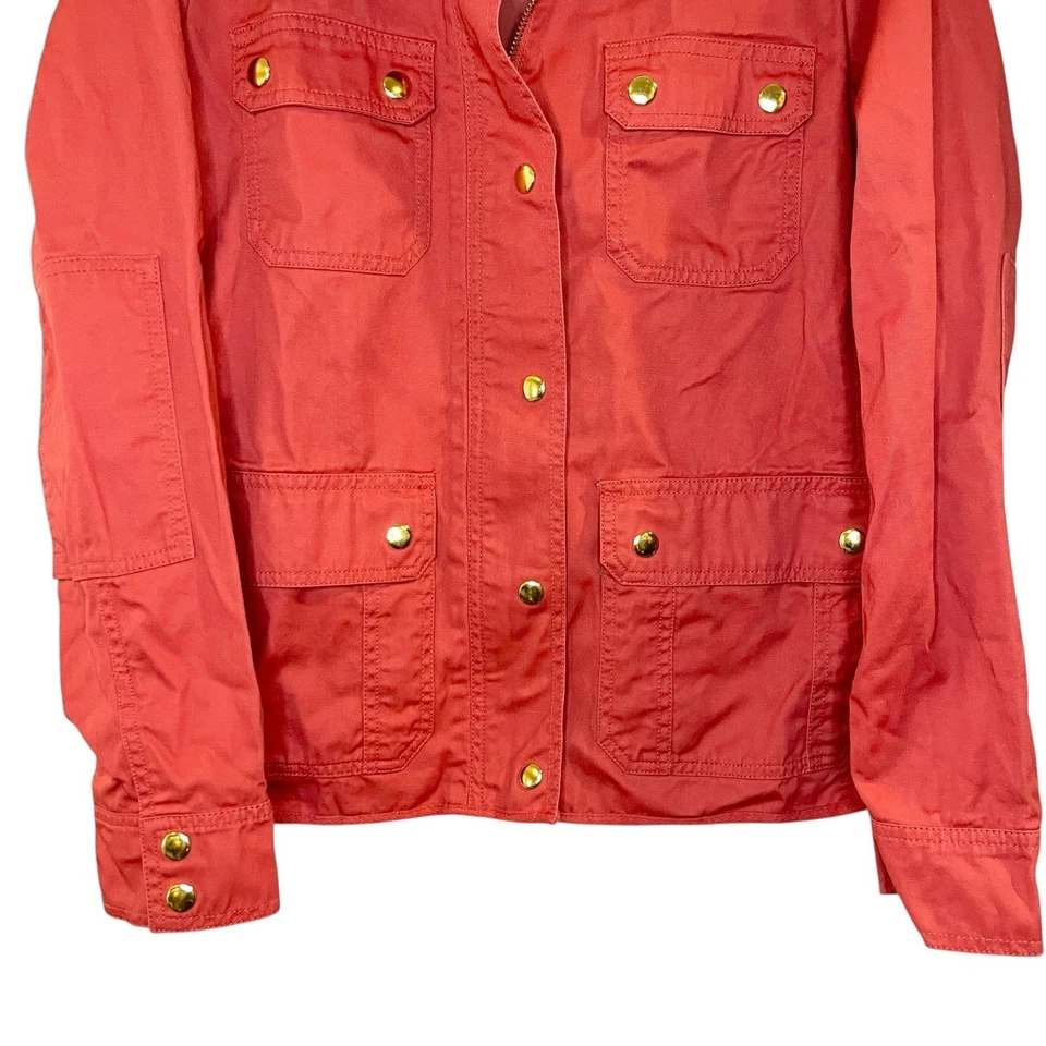 422 J. Chaqueta roja militar Crew Relaxed Boyfriend Field para mujer S Chaqueta de granero de otoño Foto 3 de 4