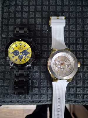 #ad Invicta Men’s Chronograph Quartz Date Lot 2 Black White w Box $100.00