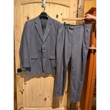 Jos. A. Bank Mens 42L Grey Glen Plaid 100 Wool 2-Piece Suit Pleated Pants 36L