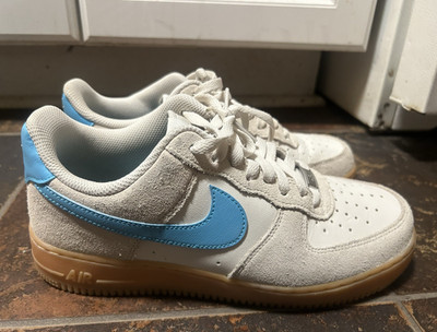 Nike Air Force 1 Low Men s White/Blue/Gray Colorblock Leather Gum Sole