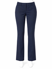 Express Navy Solid Flat Front Dress Pants Women s 6 Regular Zip Hook Eye