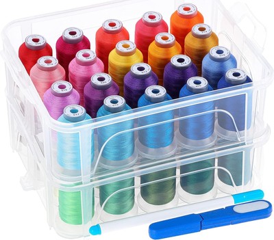 40 Brother Farben 500m Maschine Stickgarn mit durchsichtiger Aufbewahrungsbox