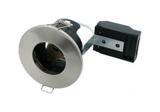 Downlight Silver GU10 Fixed IP20 85mm Brushed Nickel Loop In/Out Open Back