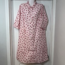 NWT National House Patio Dress PL Pink Floral Muumuu Pearl Snap Robe Artsy VTG