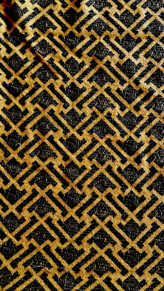 Chevron de franela de algodón vintage W43”xL3,33 yardas negro y dorado profundo Foto 2 de 4