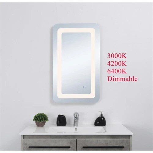 Elegant Decor Genesis 30x27" Rectangle Modern Aluminum LED Mirror in Silver - Picture 8 of 9