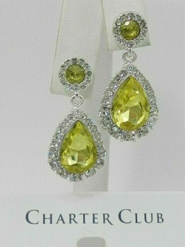 Charter Club Gold with Silver-Tone yellow Stone Drop Earrings New with Tag - Picture 5 of 7