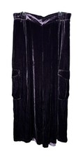 Johnny Was L Zatima Womens Pant Eggplant Velvet Silk Cargo Wide Leg 318