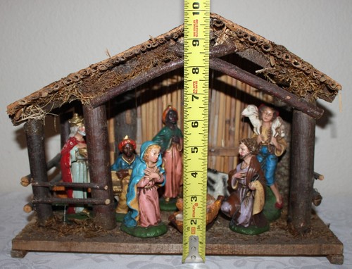 Vintage Italy Nativity Set 9 Creche Figurine Stable Christmas Baby Jesus Manger - Picture 3 of 20