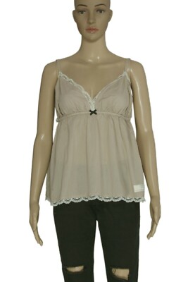 Anthropologie Odd Molly Once In A While Top Lace Beige Spaghetti Strap Blouse L