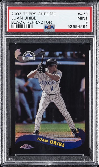 2002 TOPPS CHROME BLACK REFRACTOR #479 JUAN URIBE PSA 9