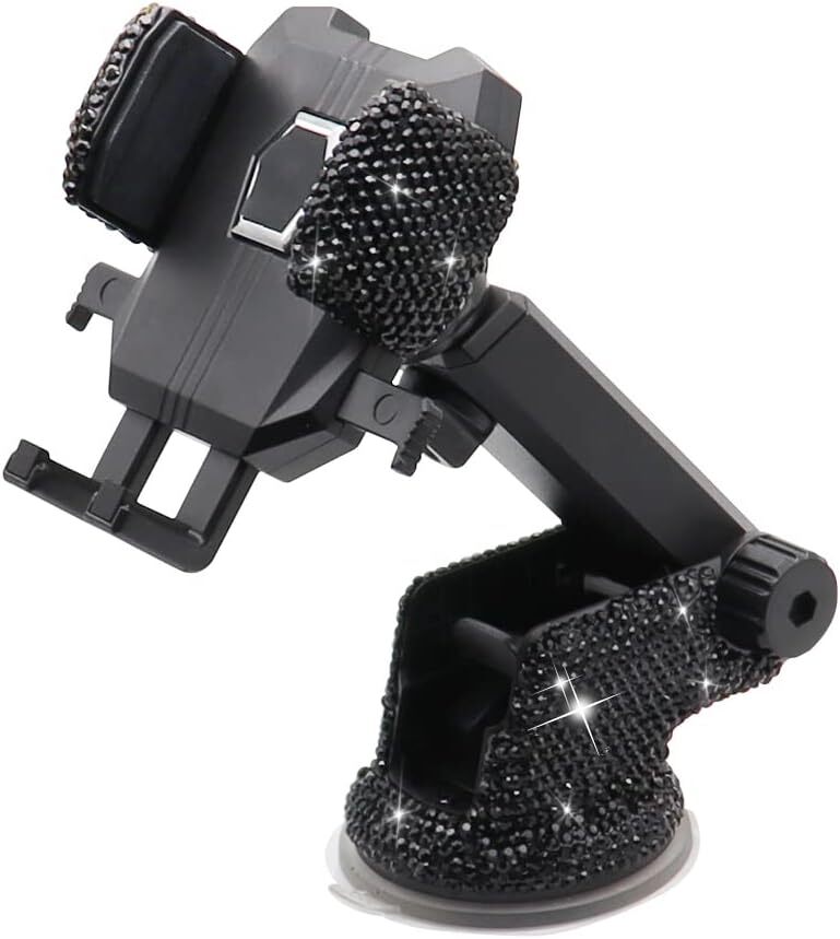 Sparkly Rhinestone Car Phone Holder - Stylish Crystal Stand for Women