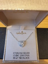 Isabella M sterling silver cubic zirconia cluster heart necklace New