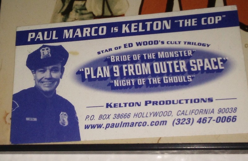 PAUL MARCO Plan 9 from Outer Space BUSINESS CARD ED WOOD CULT SCI-FI HORROR 