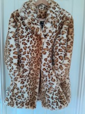 Dennis Basso Xl Faux Fur Leopard Print Coat