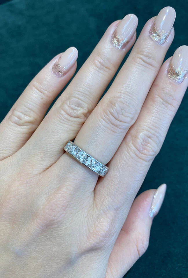 7 Diamond 1.50 cttw Half Eternity Band Ring in 18k White Gold -- HM2095X