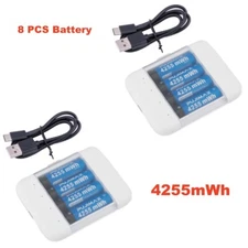 PUJIMAX 2 Pack 4255mWh 1.5V Rechargeable Lithium 8 pcs AA Batteries + Charger