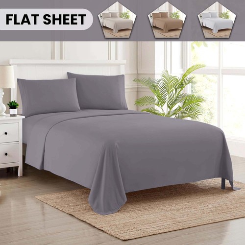 Luxury 100 Egyptian Cotton Flat Sheet 200TC Bed Sheets Single Double