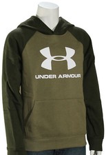 Under Armour Boy's Rival Logo Pullover Hoody - Outpost Green - New