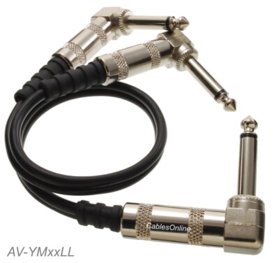 1/4'' TS Mono Plug to Dual 1/4'' TS Mono Plugs Right-Angle Audio Splitter Cable