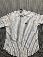 Faconnable striped Shirt Adult men Button Up Short Sleeve Casual made in USA
