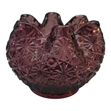Rare L G Wright  Button  & Daisy  Amethyst  Rose Bowl VTG