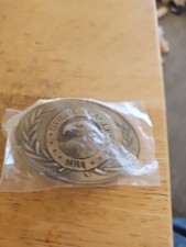 NRA National Rifle Association Golden Eagle Gold Tone 3D Raised Belt Buckle.