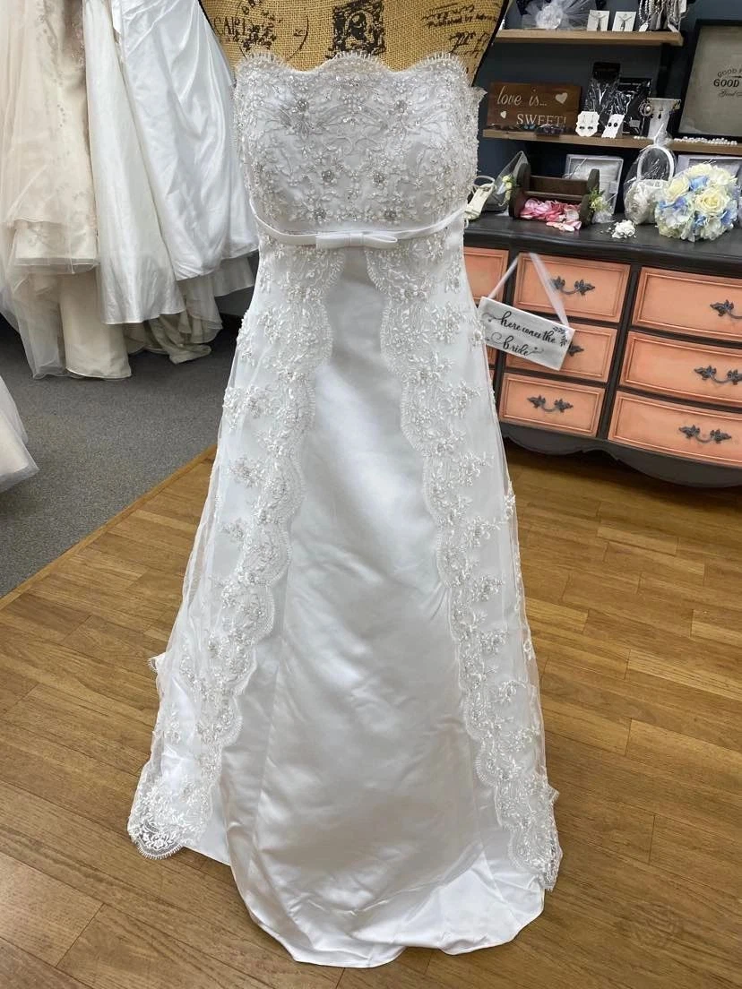 Satin dress with lace clearance overlay
