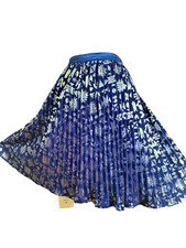 NEW Women's A-line Pleated Light Skirt Blue/Metallic Size L/XL