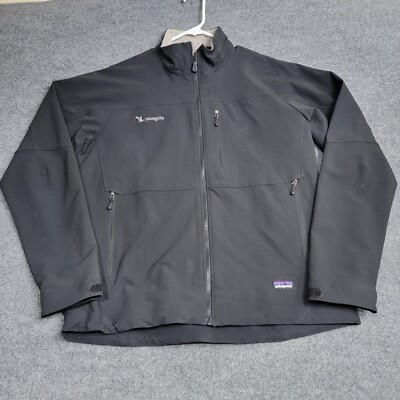 Patagonia Zip Up Windbreaker Jacket Polartec Men s Black L LOGO