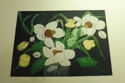 Winifred Pickard: Magnolien, Farbradierung signiert, num.45/150,datiert 1978