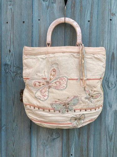 Vintage Bag Pink Orange Y2K Butterfly Bead Boho Festival Summer 00s Accessorize - Picture 2 of 21