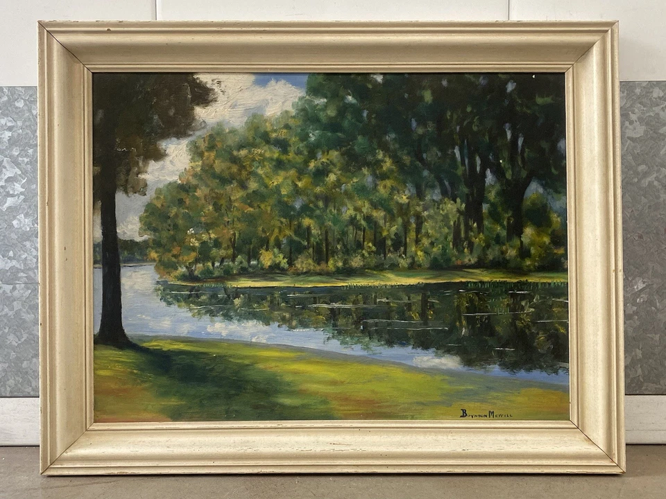 🔥 Fine Antique Ohio Plein Air Impressionist Landscape Oil Painting, Merrill 30s - Image 2 of 4