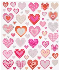 Patterned Hearts Foil Stickers Planner Party Valentine's Day Crafts Teacher