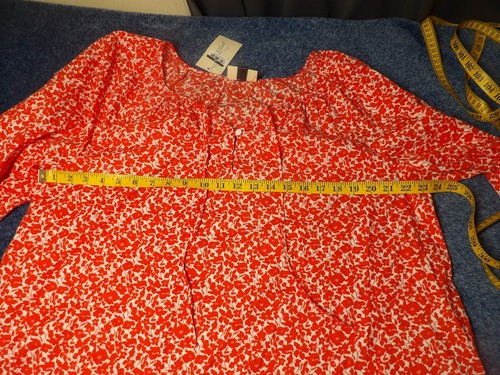 Universal Thread Red Orange Floral Womens Long Sleeve Blouse NEW - Size Large - Picture 3 of 9