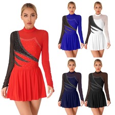 Women's Dance Leotard Practicing Dress Roller Skating Dresses Patchwork Splice