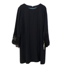 tahari dresses size 10 navy laced lined A-line NWT