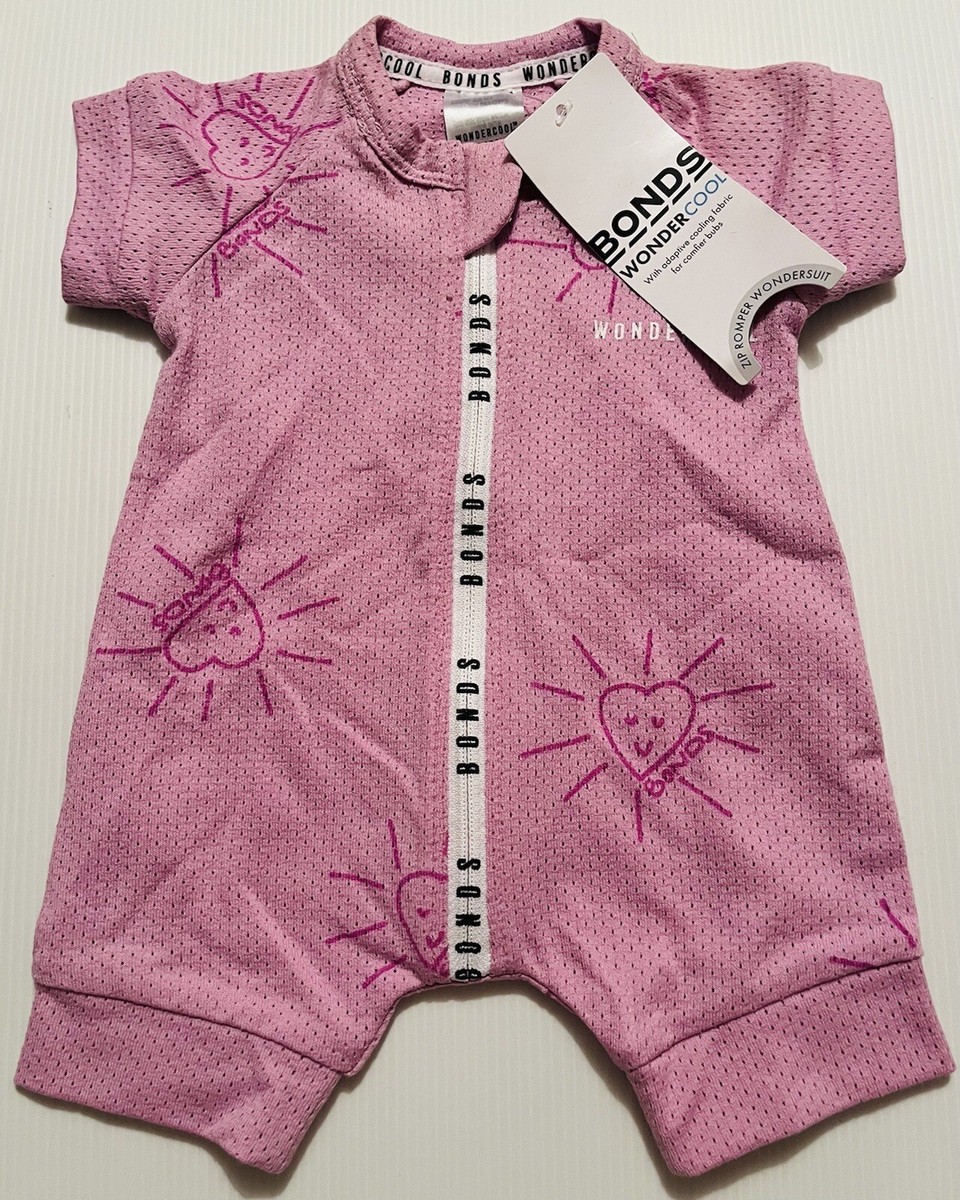 BONDS WONDERCOOL SUMMER ZIP WONDERSUIT Lilac BNWT -Size 00000