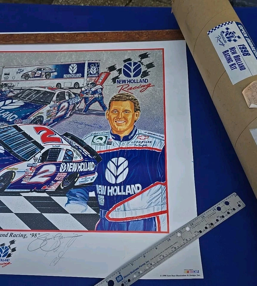 Bajo autografiado Sam, Ricky Craven, Ron Barfield 98' impresión New Holland Race Foto 3 de 4