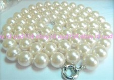 Genuine 12mm White South Sea Shell Pearl Round Beads Necklace 24 inch AAA