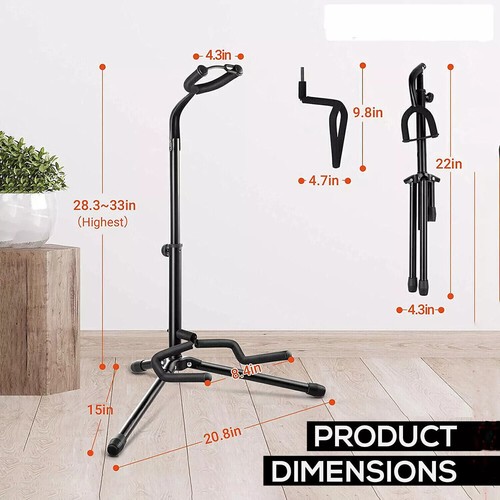 Guitar Stand Holder Foldable Floor Rack Tripod for Electric Bass Guitar - 第 8/8 張圖片
