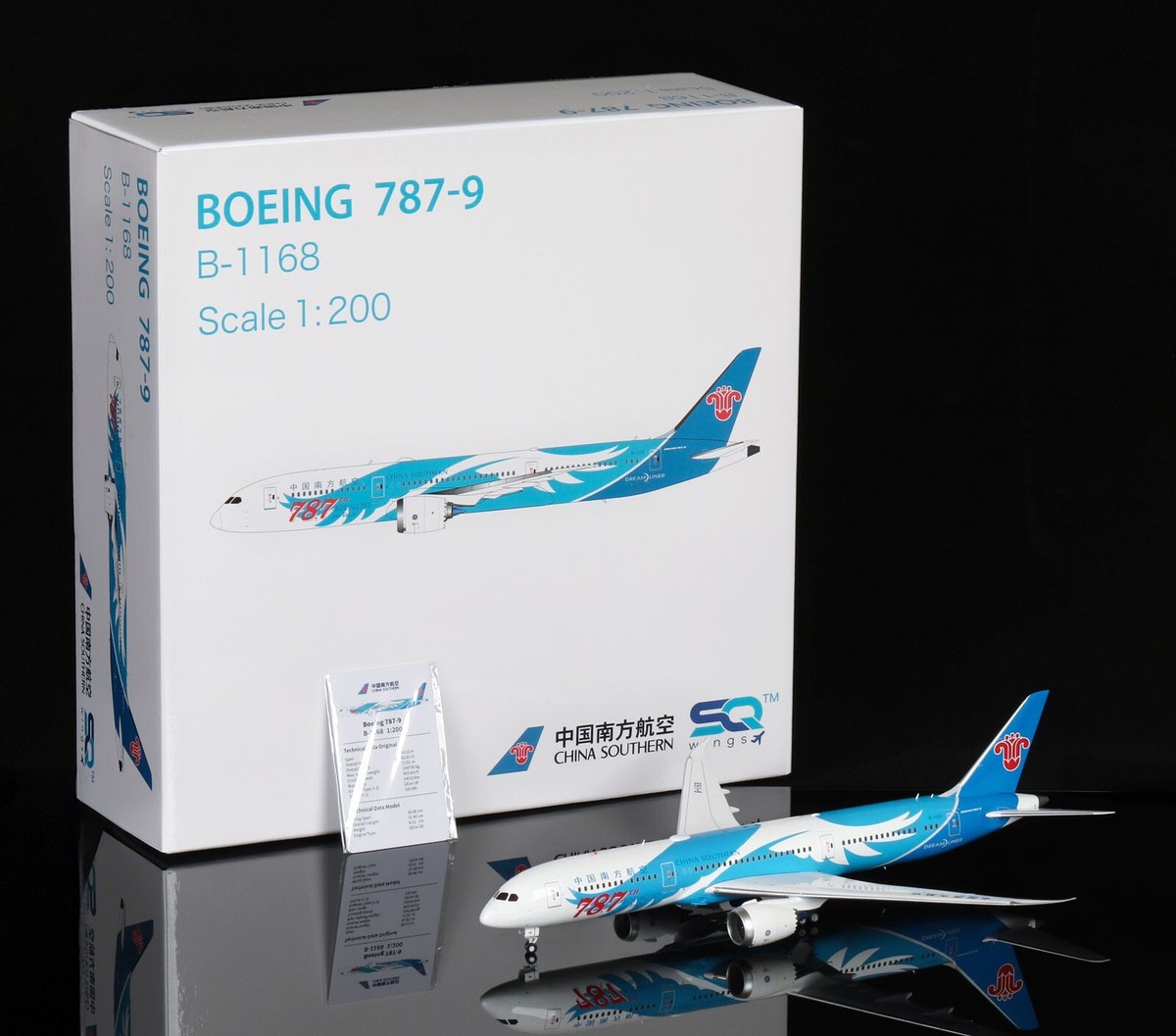 SQ Wings 1:200 中国南方航空 B787-9 B-1168 SQ Wings 1:200 China Southern Boeing B787-9 Diecast Aircraft