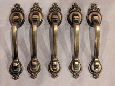 6 MCM Vintage cabinet handle Antique Brass Drawer Pull hardware Scroll Amerock