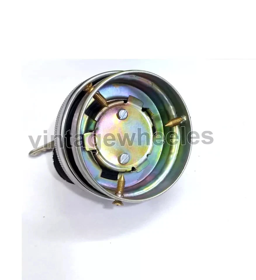 Tapa de tanque de gasolina con bloqueo cromado vintage + llaves aptas para autos Morris Oxford Foto 2 de 4