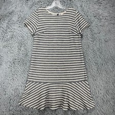 Ann Taylor LOFT Shift Dress Women's 8 Colorful Stripe Nautical Ruffle Preppy
