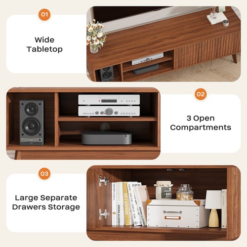TV Schrank für Fernseher bis 60'' Fernsehtisch TV Lowboard mit Offenen Stauraum - Bild 28 von 46
